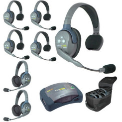 Eartec HUB752 - UltraLITE HUB 7 person system w 5 Single 2 Double Headsets batteries charger case 