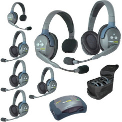 Eartec HUB725 - UltraLITE HUB 7 person system w 2 Single 5 Double Headsets batteries charger case 