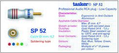 Tasker SP52 RCA red разъём кабельный 