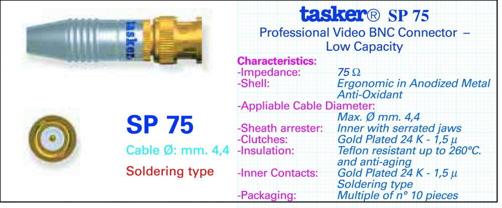  Разъём кабельный Tasker SP75 BNC 75 Ом 
